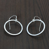 925 Sterling Silver Circle Dangle Earrings r