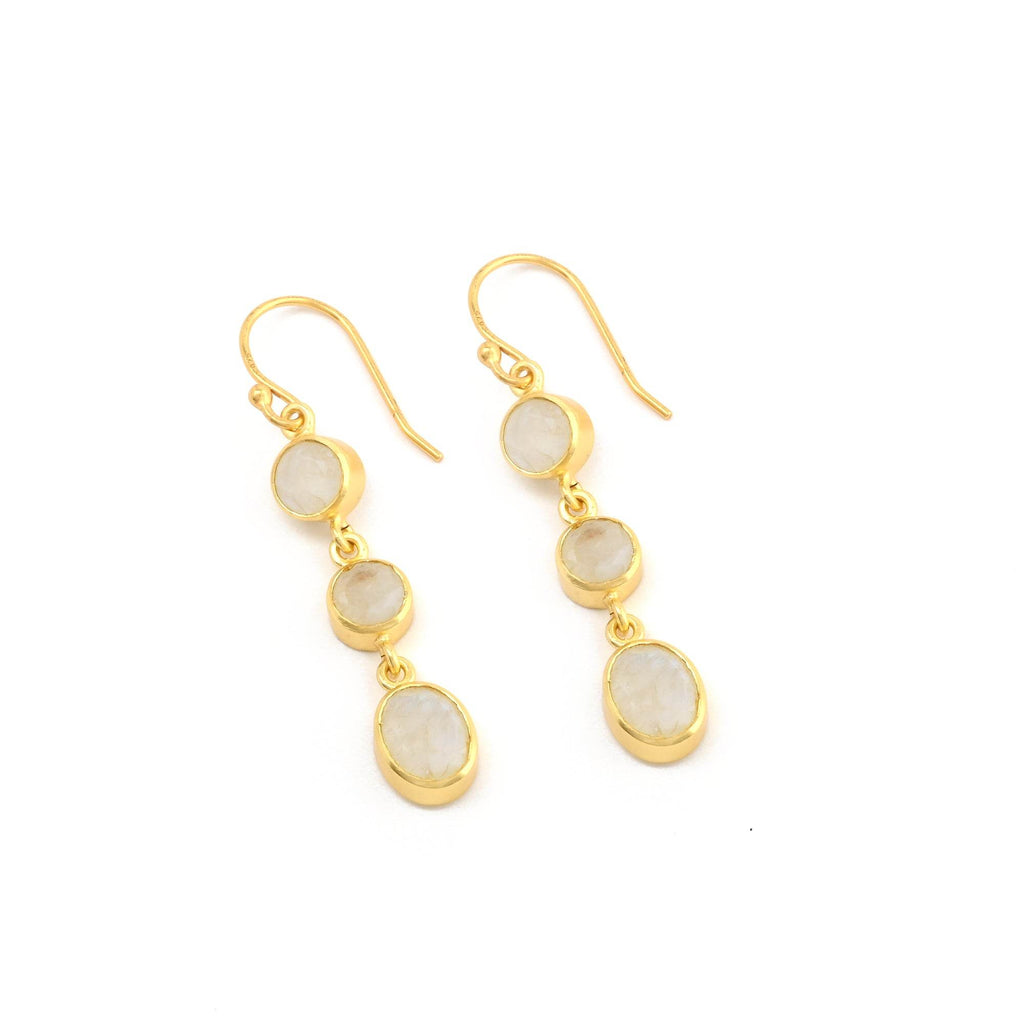 Rainbow Moonstone Moonlight Hoops in Sterling Silver - La Vitá Jewels