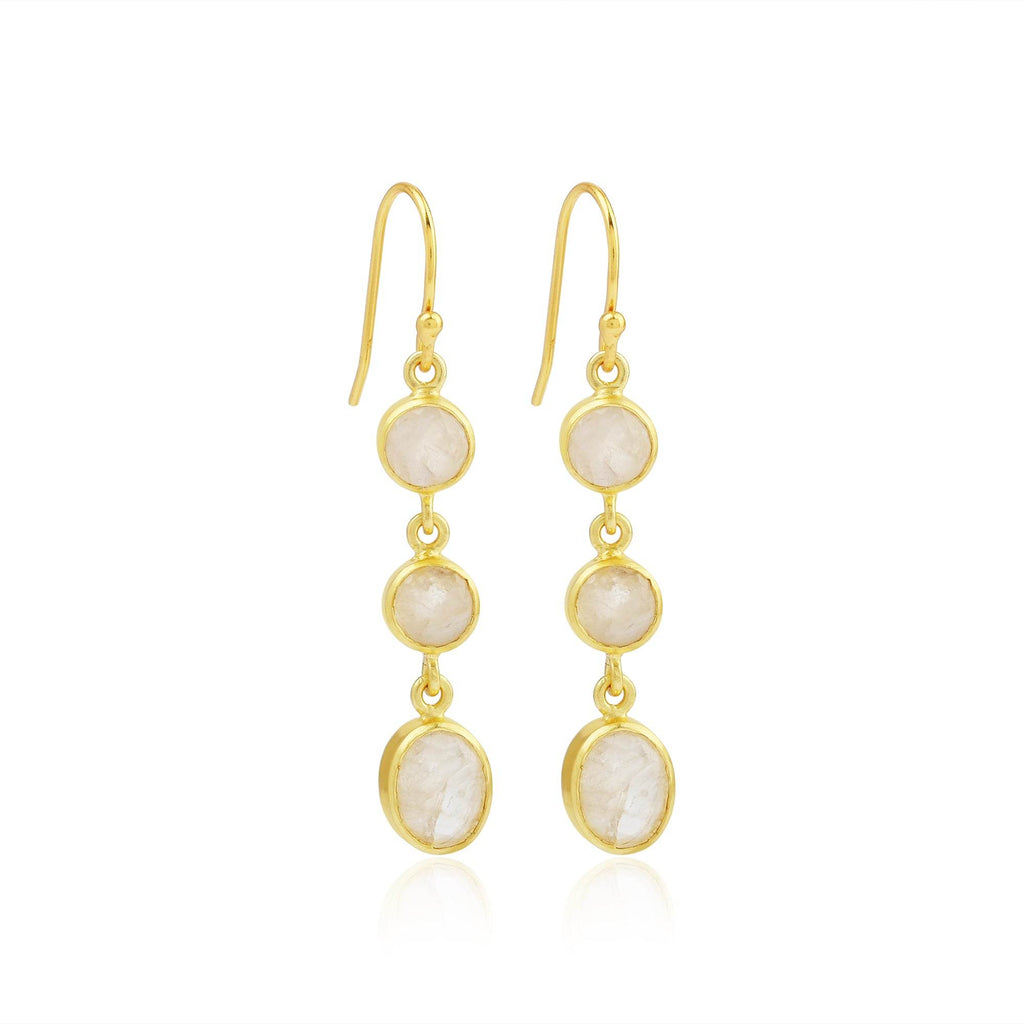 Rainbow Moonstone Moonlight Hoops in Sterling Silver - La Vitá Jewels