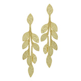 22k  Hammered Leaf Shape Dangle Earrings