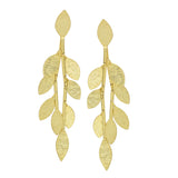 22k  Hammered Leaf Shape Dangle Earrings