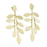 22k  Hammered Leaf Shape Dangle Earrings