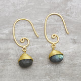 Natural Labradorite Dropper Earrings 925 Solid  Hook Earrings