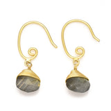 Natural Labradorite Dropper Earrings 925 Solid  Hook Earrings