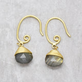 Natural Labradorite Dropper Earrings 925 Solid  Hook Earrings