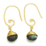 Natural Labradorite Dropper Earrings 925 Solid  Hook Earrings