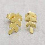 22k  Leaf Stud Earrings