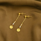 Sterling Silver Textured Coin Drop Earrings - La Vitá Jewels