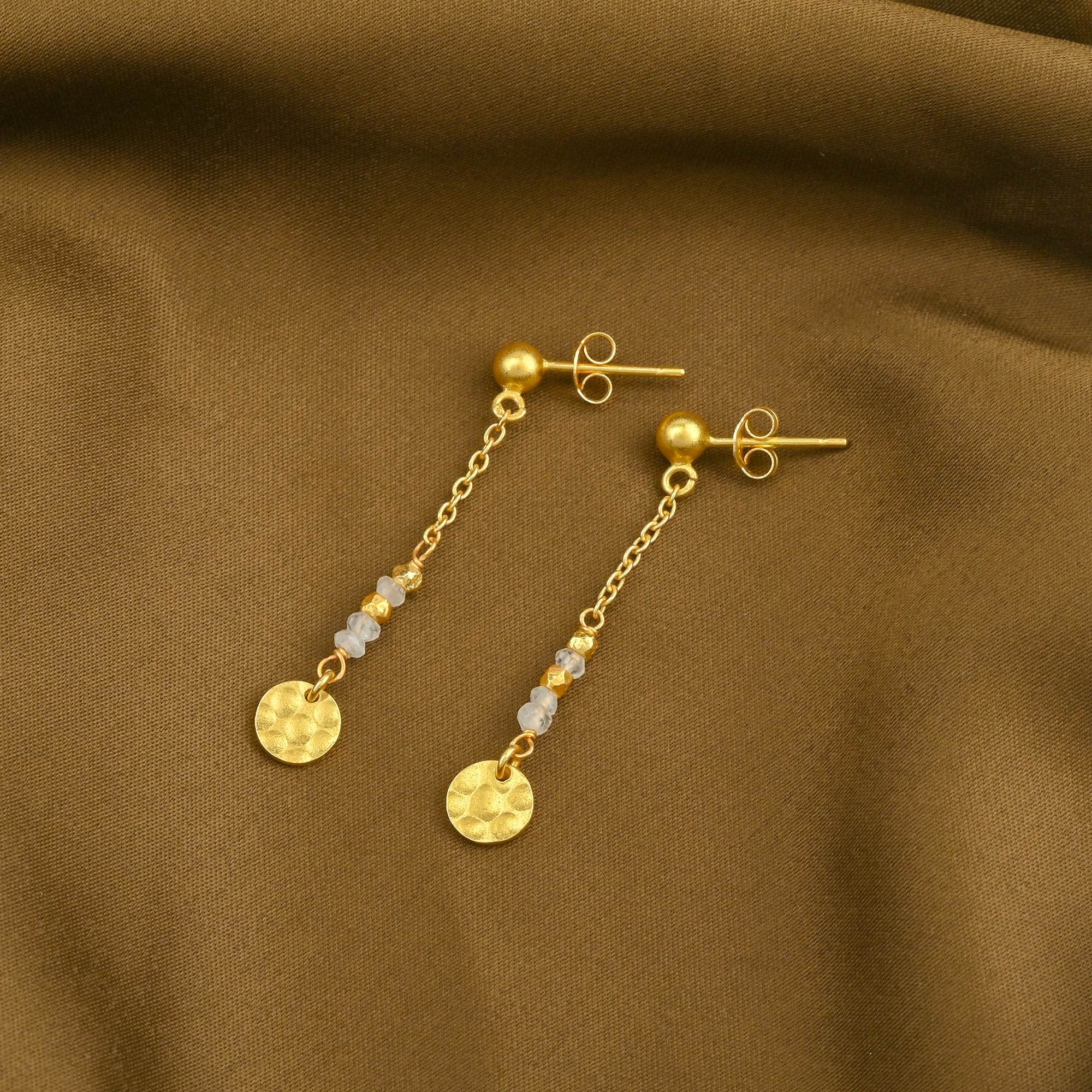 Sterling Silver Textured Coin Drop Earrings - La Vitá Jewels