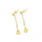 Sterling Silver Textured Coin Drop Earrings - La Vitá Jewels