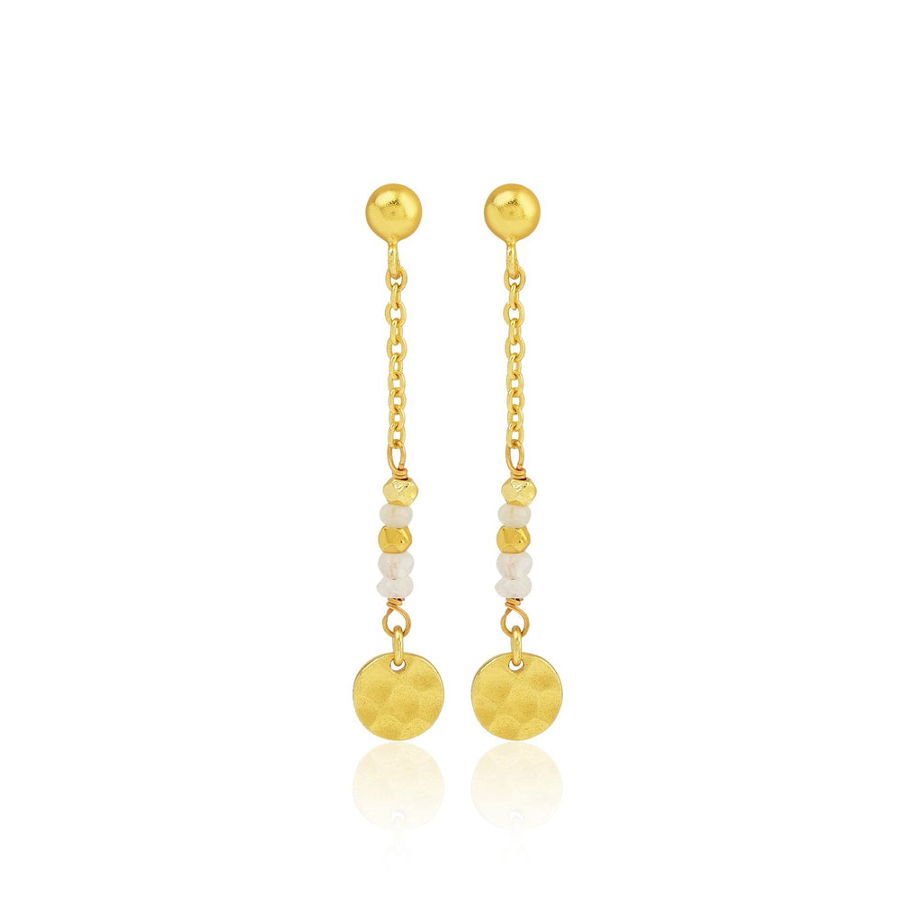 Sterling Silver Textured Coin Drop Earrings - La Vitá Jewels