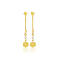 Sterling Silver Textured Coin Drop Earrings - La Vitá Jewels