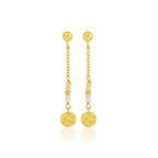 Sterling Silver Textured Coin Drop Earrings - La Vitá Jewels