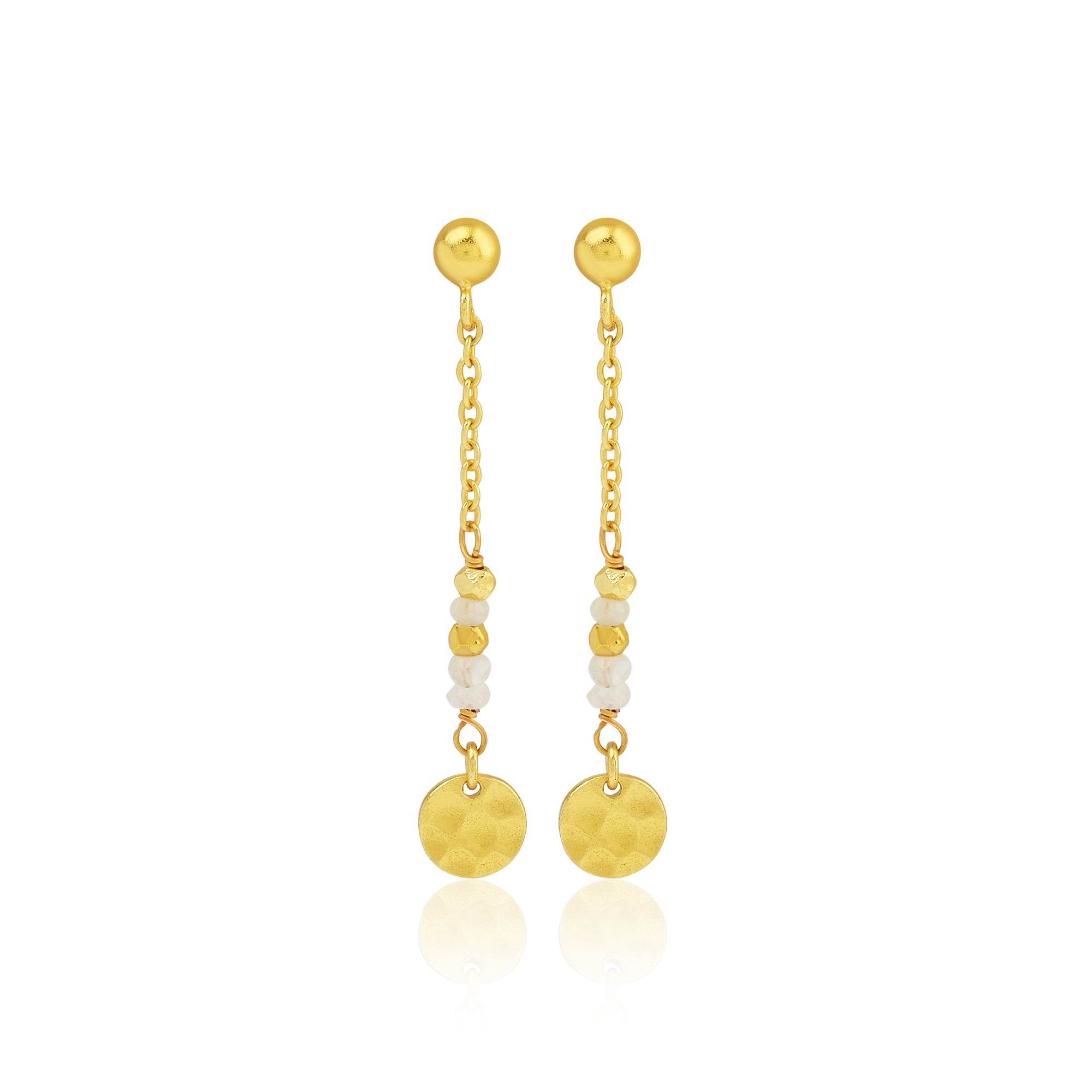 Sterling Silver Textured Coin Drop Earrings - La Vitá Jewels