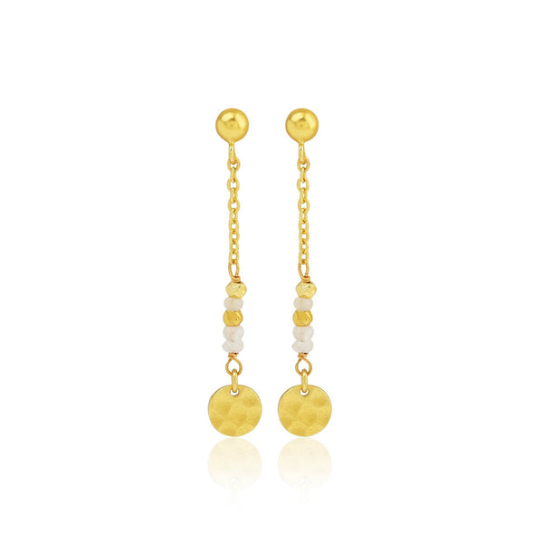 Sterling Silver Textured Coin Drop Earrings - La Vitá Jewels