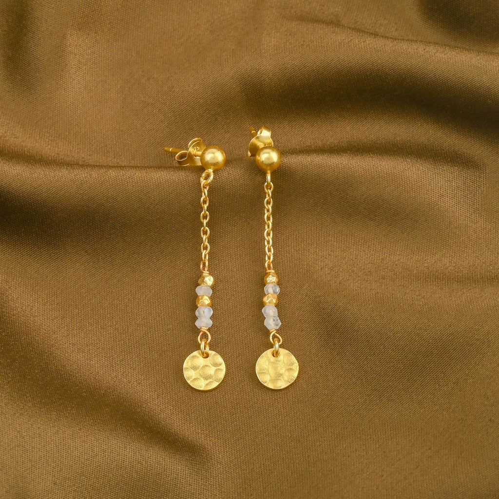 Sterling Silver Textured Coin Drop Earrings - La Vitá Jewels