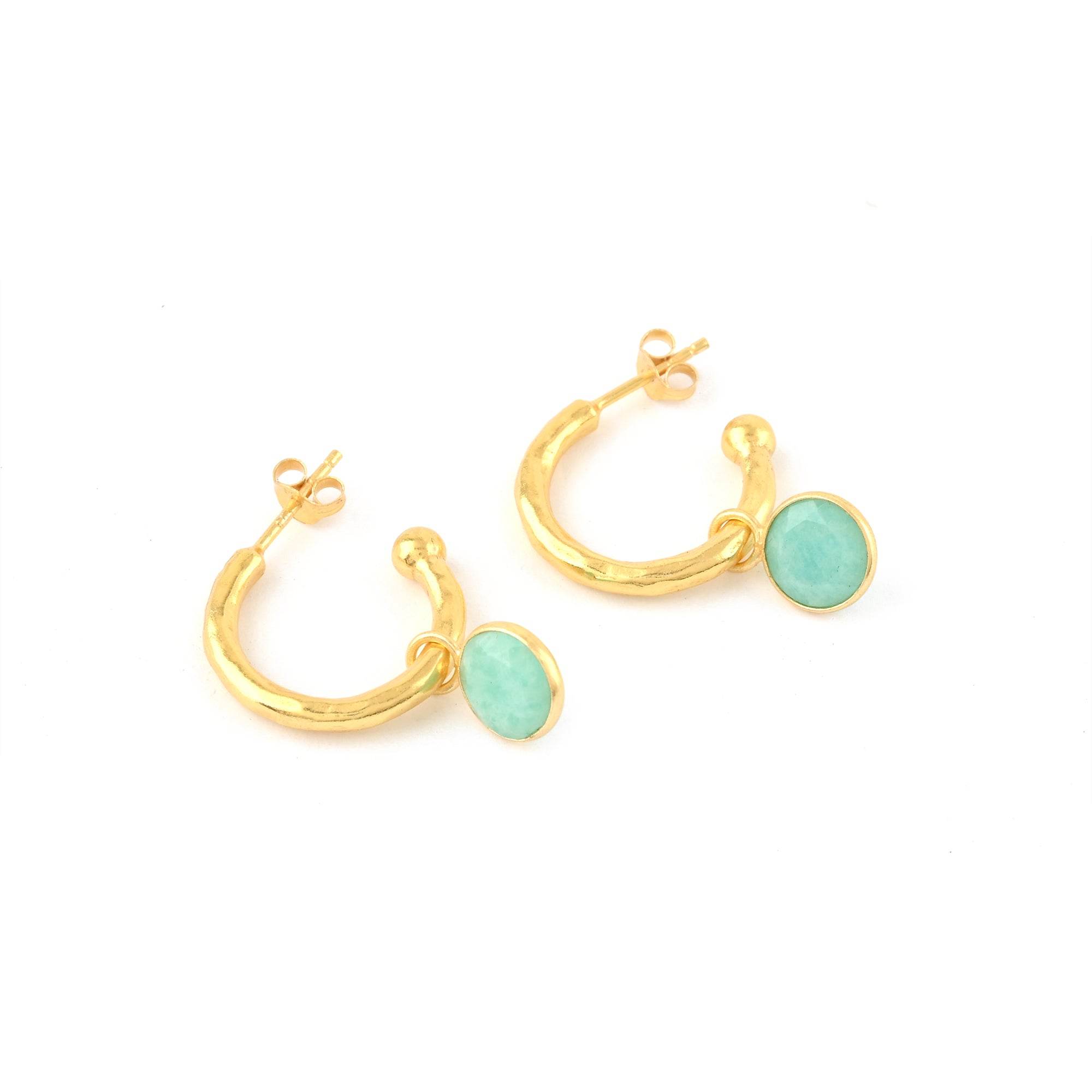 Betty Hoops Pink Quartz and Amazonite Gemstone - La Vitá Jewels