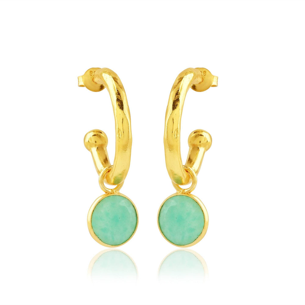 Betty Hoops Pink Quartz and Amazonite Gemstone - La Vitá Jewels