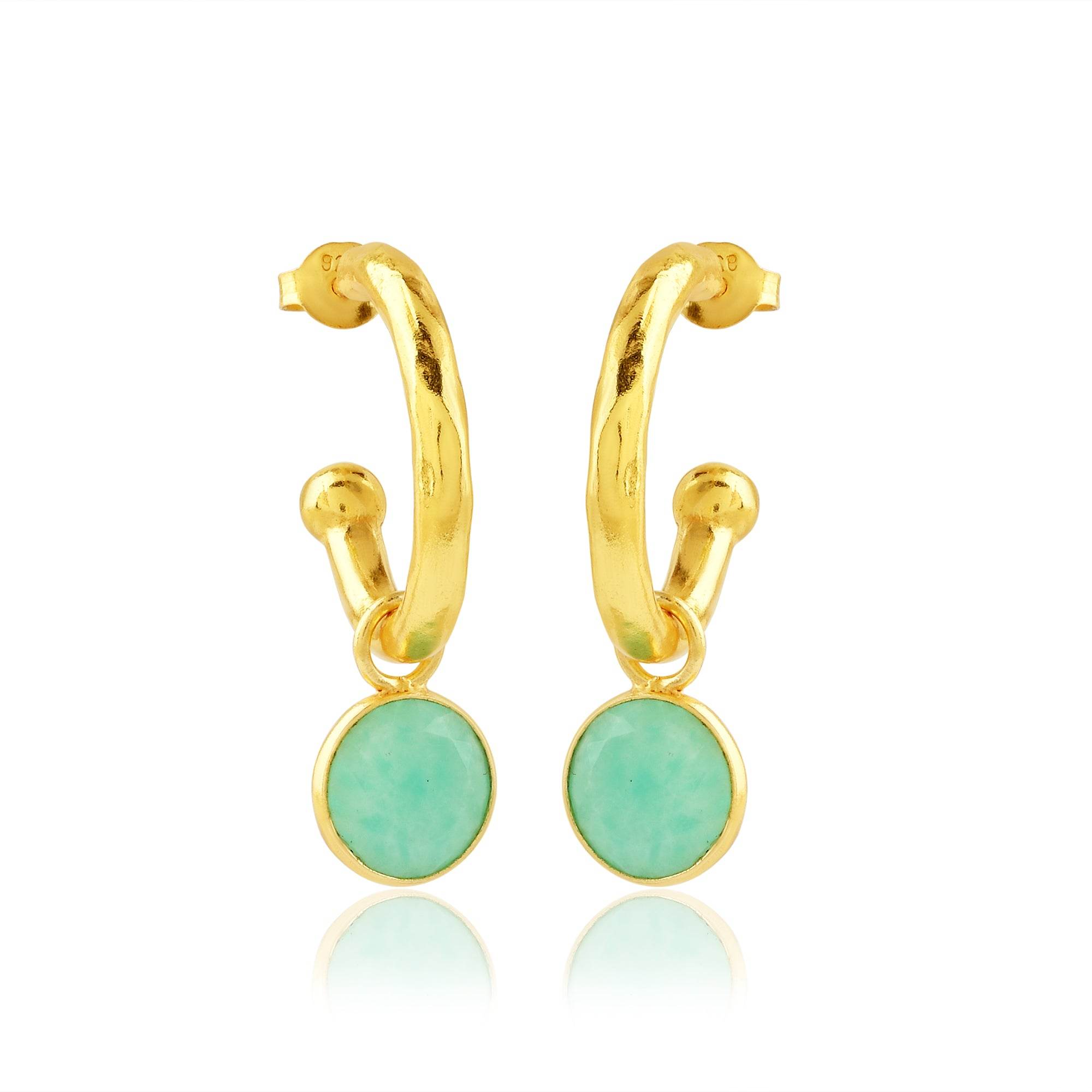 Betty Hoops Pink Quartz and Amazonite Gemstone - La Vitá Jewels