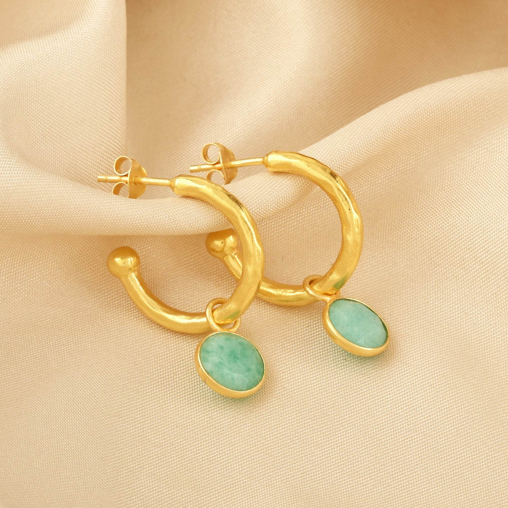 Betty Hoops Pink Quartz and Amazonite Gemstone - La Vitá Jewels