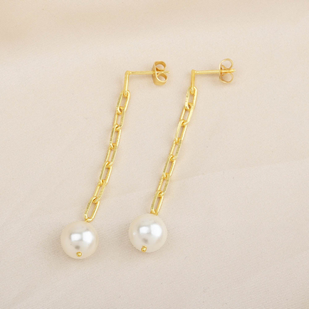 Lovely Links Pearl Earrings - La Vitá Jewels