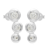 Silver Plated White CZ  Stud Earrings