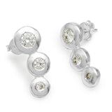 Silver Plated White CZ  Stud Earrings