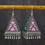 Oxidized Plated Blue Pink Enamel Stud Earrings