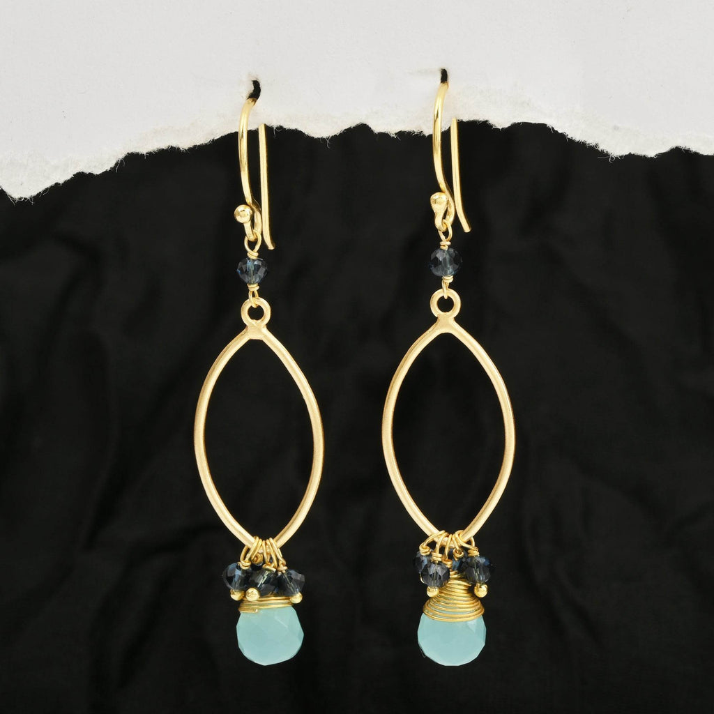 Gemstone Whispers Aqua and Iolite Earrings - La Vitá Jewels