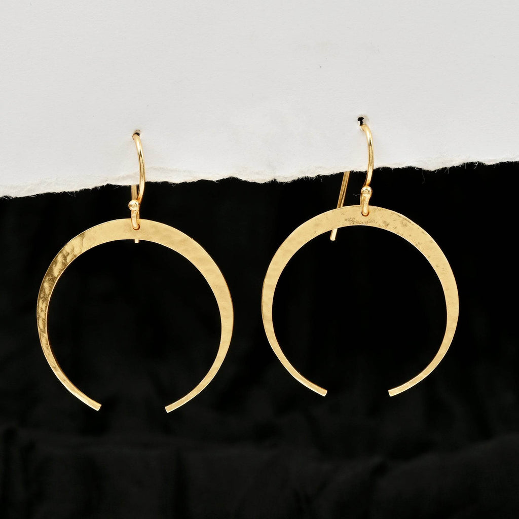 Almost Full Moon Textured Earrings - La Vitá Jewels