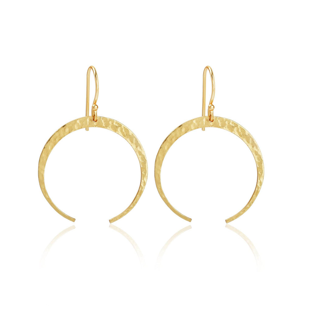 Almost Full Moon Textured Earrings - La Vitá Jewels