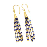 22k  Lapis  Beaded Dangle Fringe Earrings