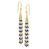 22k  Lapis  Beaded Dangle Fringe Earrings