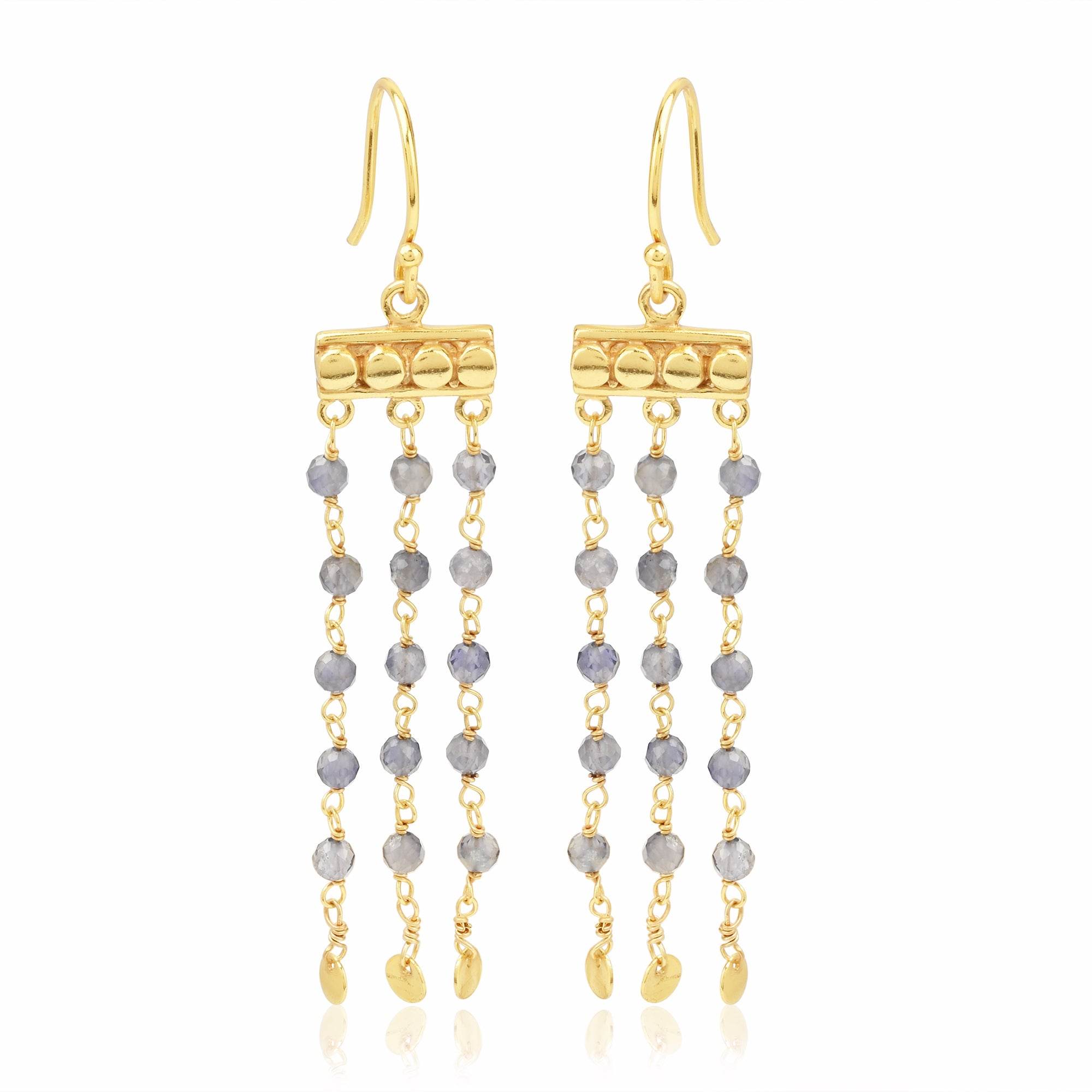 Victorian Flow Iolite Beads Earring - La Vitá Jewels