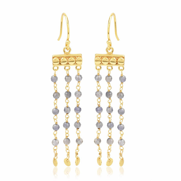 Victorian Flow Iolite Beads Earring - La Vitá Jewels