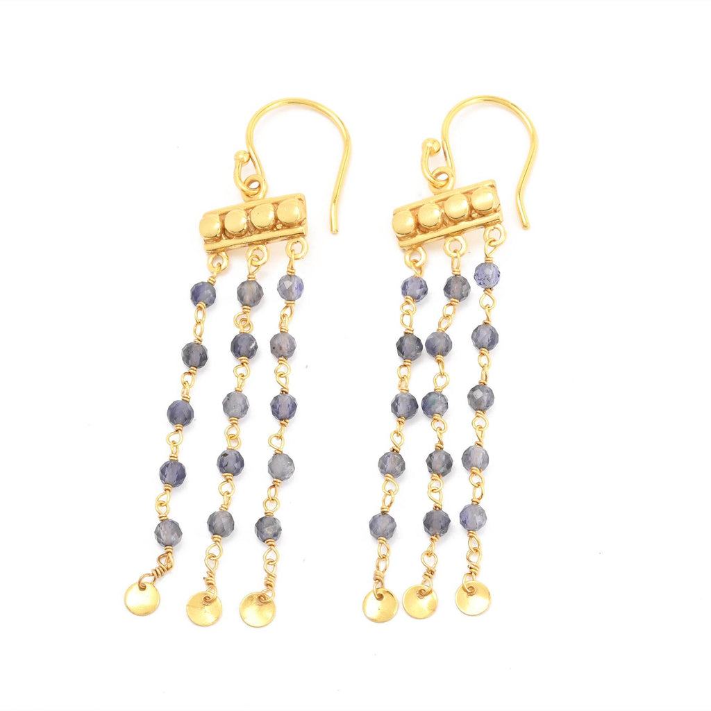 Victorian Flow Iolite Beads Earring - La Vitá Jewels