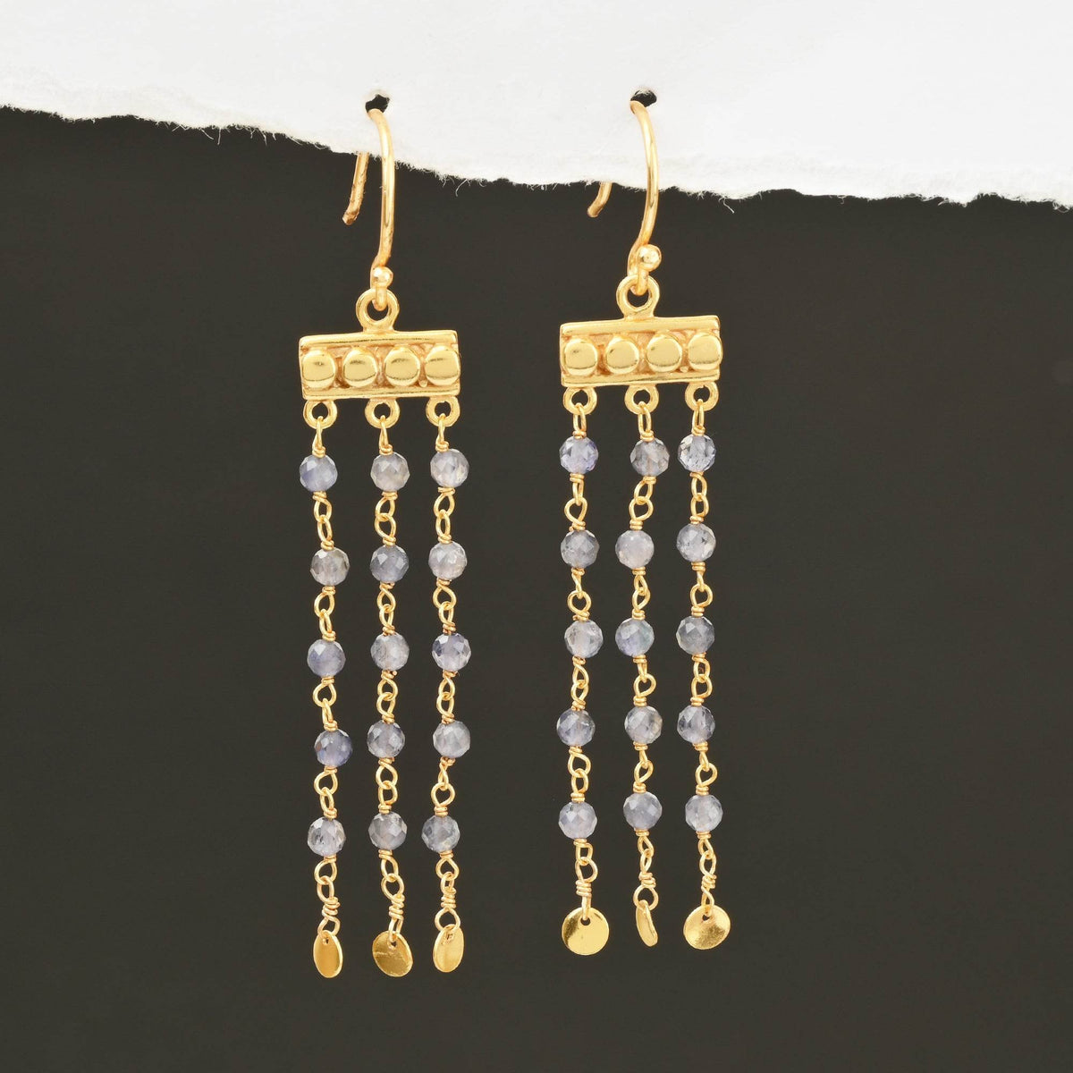 Victorian Flow Iolite Beads Earring - La Vitá Jewels