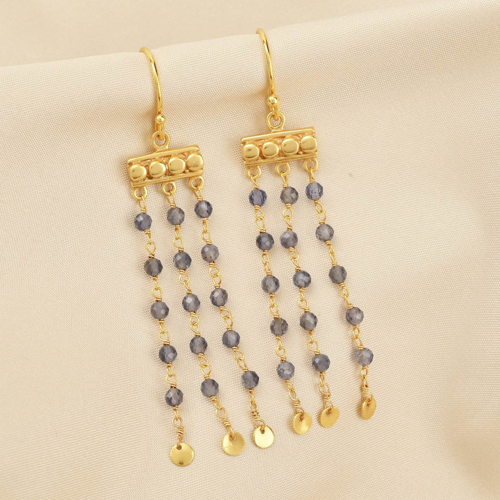 Victorian Flow Iolite Beads Earring - La Vitá Jewels