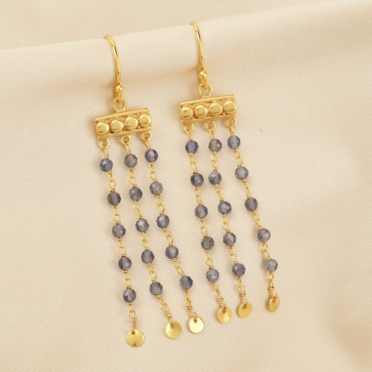 Victorian Flow Iolite Beads Earring - La Vitá Jewels