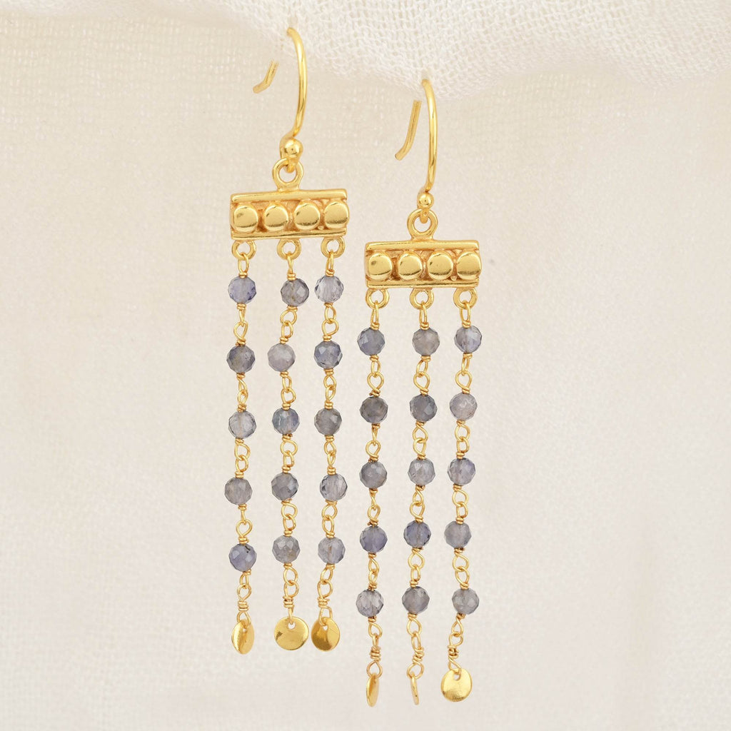 Victorian Flow Iolite Beads Earring - La Vitá Jewels