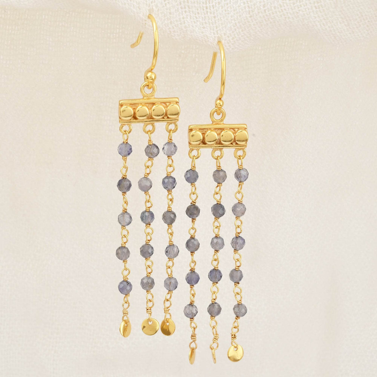 Victorian Flow Iolite Beads Earring - La Vitá Jewels