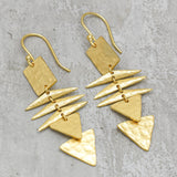 22k  Hammered Geometric Dangle Earrings