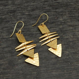 22k  Hammered Geometric Dangle Earrings