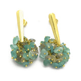 Apatite and Labradorite Beaded Stud Earrings  22k  Earrings