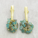 Apatite and Labradorite Beaded Stud Earrings  22k  Earrings