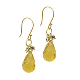 Citrine Garnet Peridot  Dangle Earrings