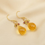 Citrine, Garnet and Peridot Dangle Earrings