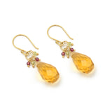 Citrine, Garnet and Peridot Dangle Earrings