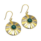 Gold Silver Plated Green Onyx Amethyst  Dangle Earrings