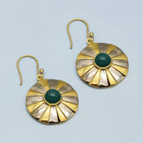 Gold Silver Plated Green Onyx Amethyst  Dangle Earrings